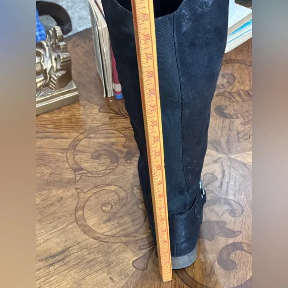 Torrid Black Knee High Moto Boots 10W Wide Calf Faux Leather Zip Riding Boot - Picture 12 of 14